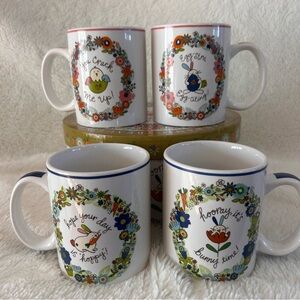 NIB S/4 Certified International “Eggciting Easter” Ceramic Mugs